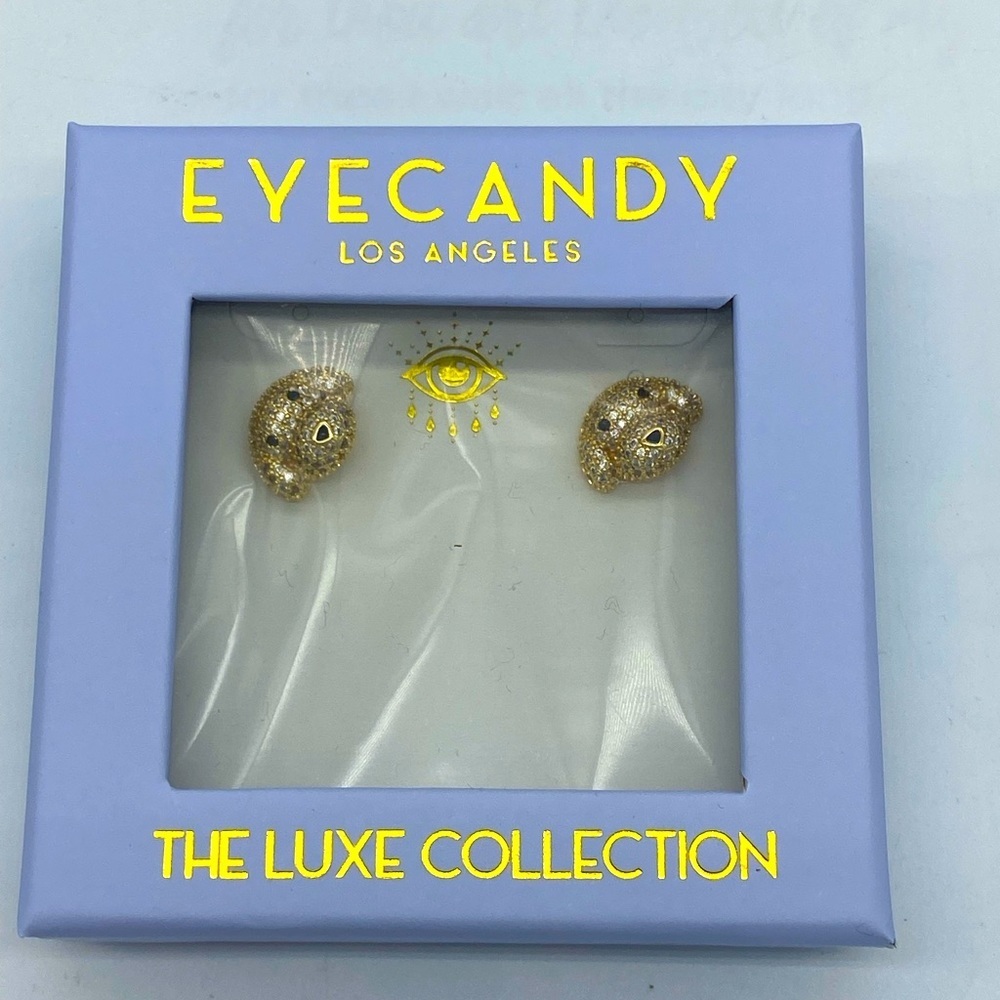 Eye Candy LA CZ Poodle Stud Earrings NIB